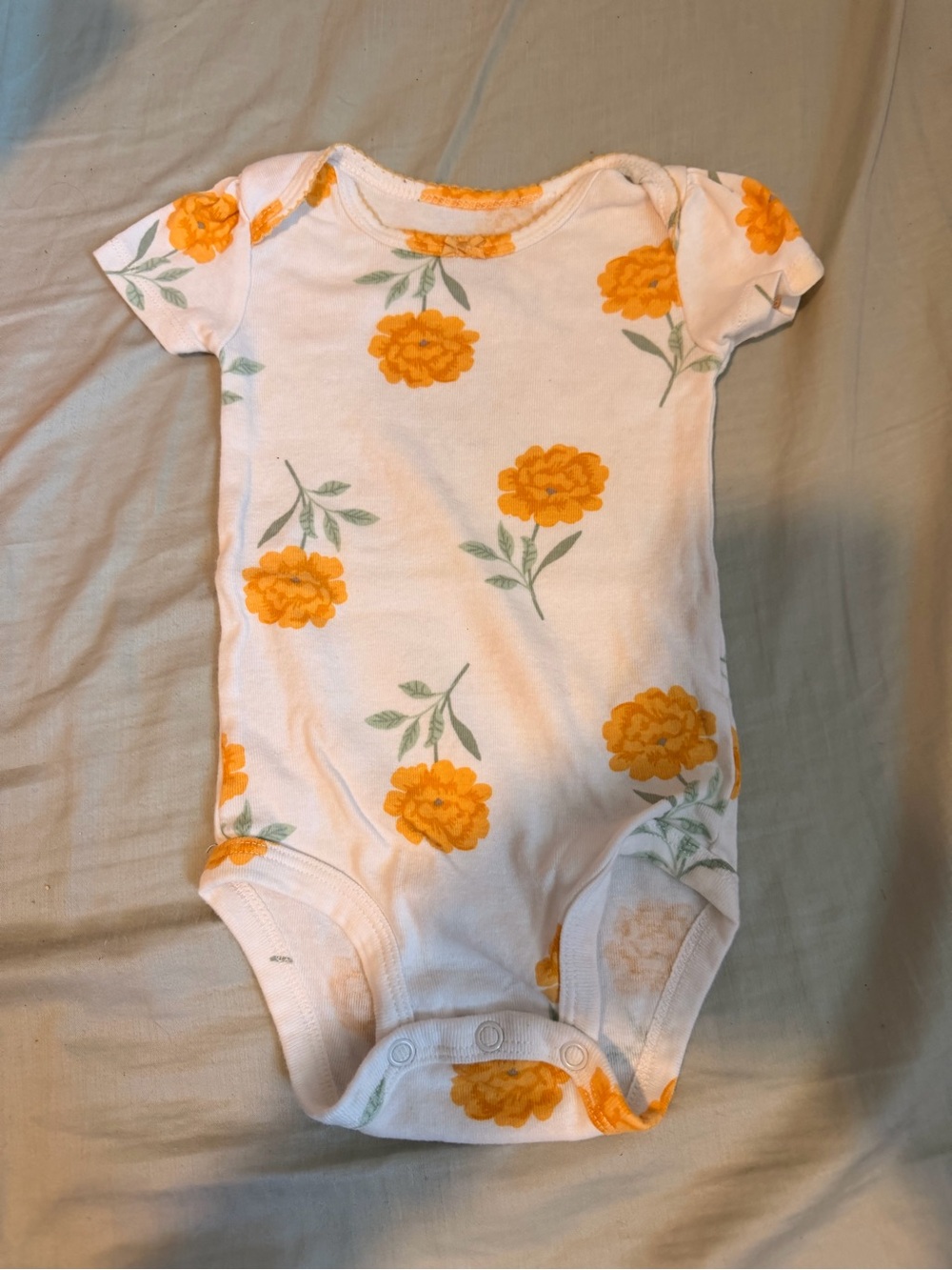 Carters baby onesie white orange floral print short sleeve bodysuit